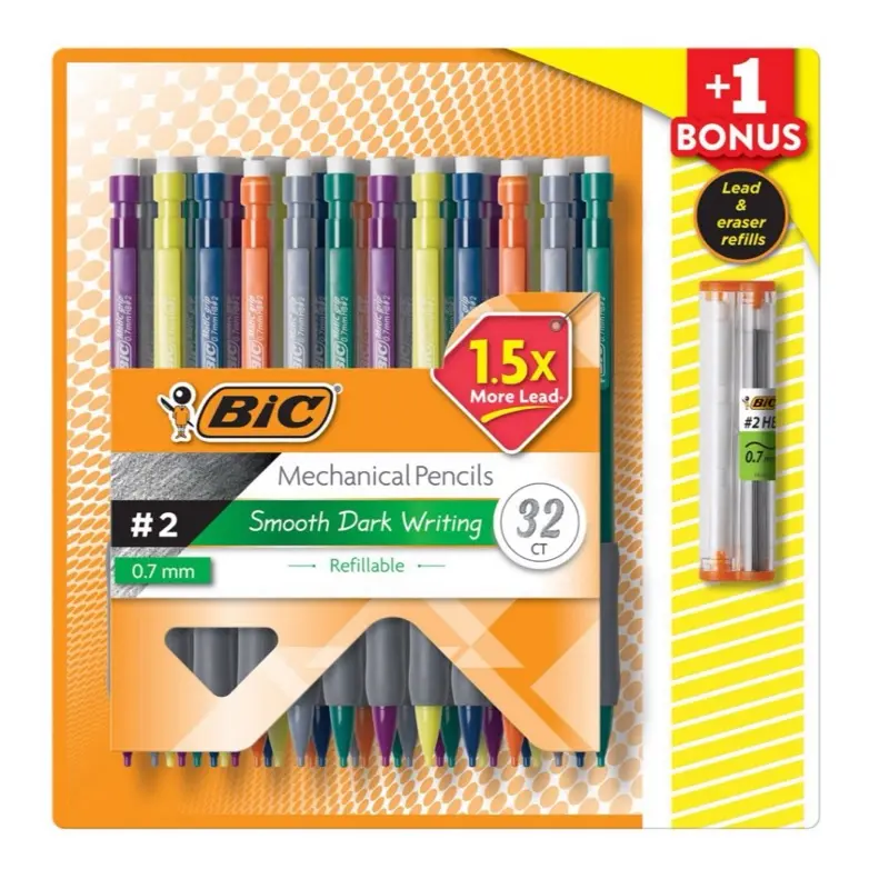 BIC Matic Grip Mechanical Pencil, HB #2,0.7mm, 32 Pencils