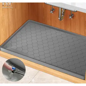 EC 34"x 22" Silicone Under Sink Mat, Kitchen Essentials Gadgets Shelf Liner Cabinet Protector, Waterproof Home Organizers Storage Tray for Bathroom Cabinet Use