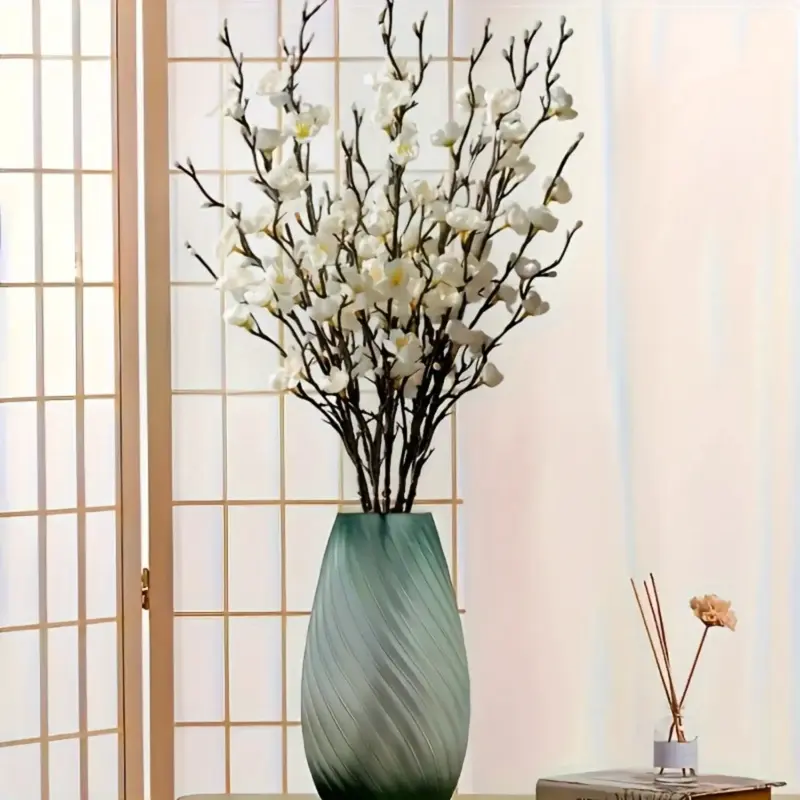 6pcs/8pcs Large Branch Style Elegant White Plum Blossom Stems, 22-Inch Long Artificial Plum Blossoms - Realistic White Flowers, Suitable for Home, Hotel and Living Room Decoration, Autumn Gift, Anniversary, Easter, Christmas, Decorative Flowers