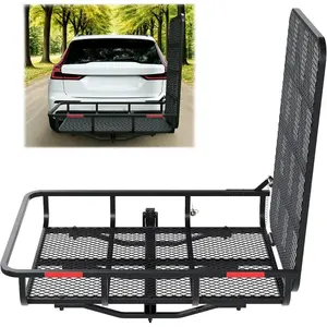 500 lbs Hitch Mount Wheelchair Carrier with Ramp Mobility Scooter, Lawn Mower, Snow Blower Loading Basket-Style Rack