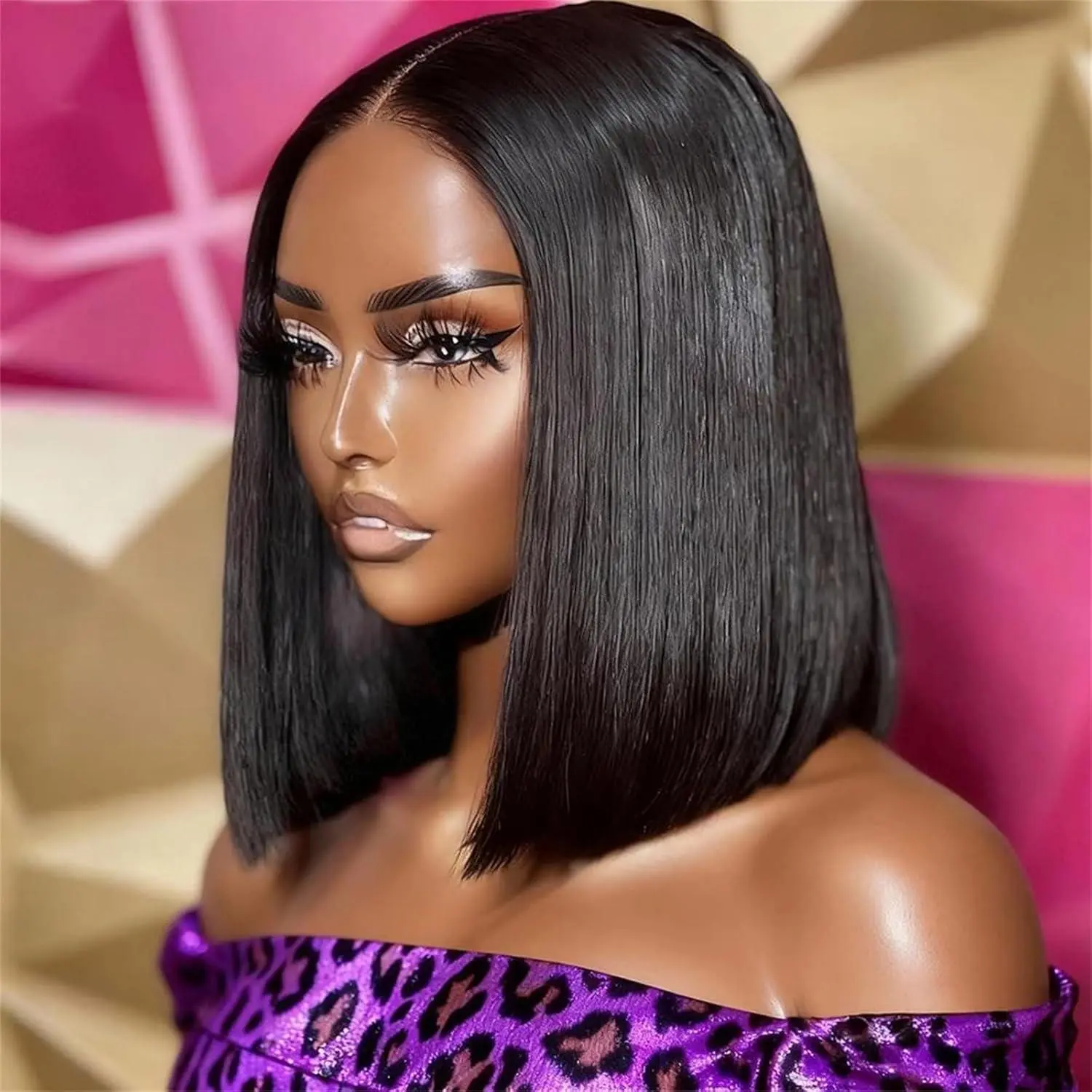 Upgraded Bob Wig Human Hair 2x6 HD Lace Closure Wigs Human Hair 220% Density Bob Wigs 15A Straight Wig HD Lace Pre Plucked Tiny Knots (12inch, 2x6 Glueless Wig) summerwins Knotless Wig Lace Frontal Wig