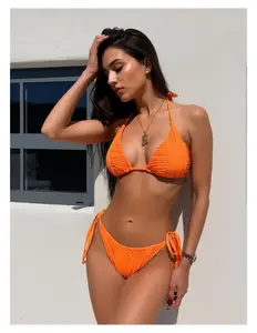 Women's 2 Piece Swimsuit Halter String Bikini Adjustable Bathing Suit - Vintage Retro Floral Print Swimwear for Women - Summer Beach Pool Vacation Swimsuits