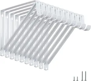 Heavy Duty Closet Shelf Rod Brackets Supports 250lbs, Wall Mounted Closet Shelves Bracket with Rod Shelving Support, White with Screws 10-Pack