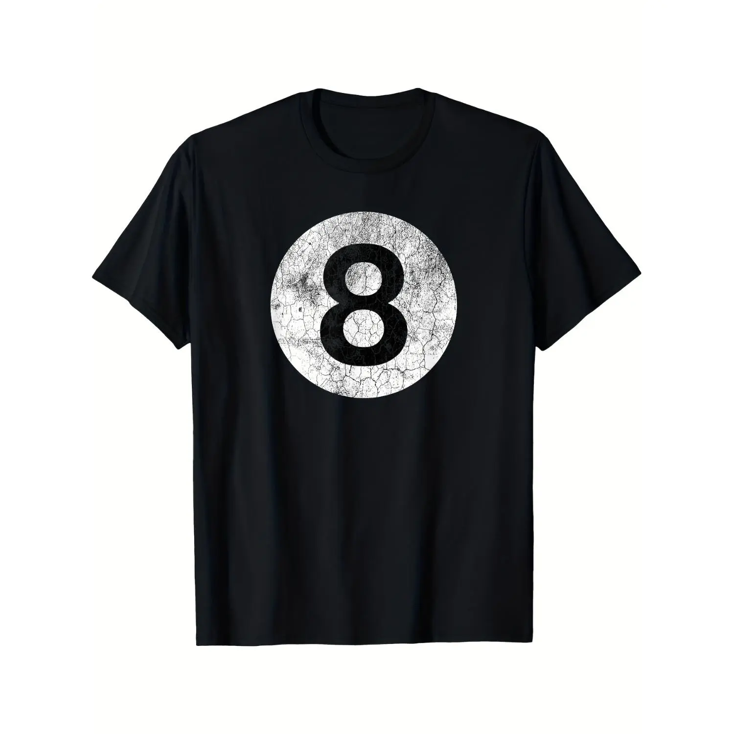 8 BALL BILLIARDS DISTRESSED VINTAGE STYLE COSTUME EIGHT BALL TShirt 180gRetro Casual Short-sleeved T-shirt with a Round Neck and Printed Pattern Suitable for Daily Commuting and Outdoor Activities Machine Washable