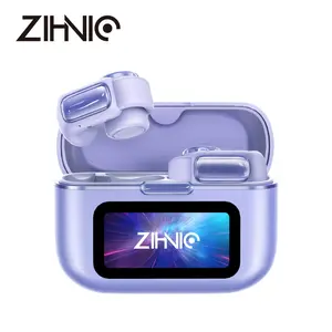 ZIHNIC S12 Open Ear Wireless Earbuds 36 Hours Playtime LED Touchscreen Ultra Lightweight Fast Charging Sweatproof Secure Fit for Android iOS
