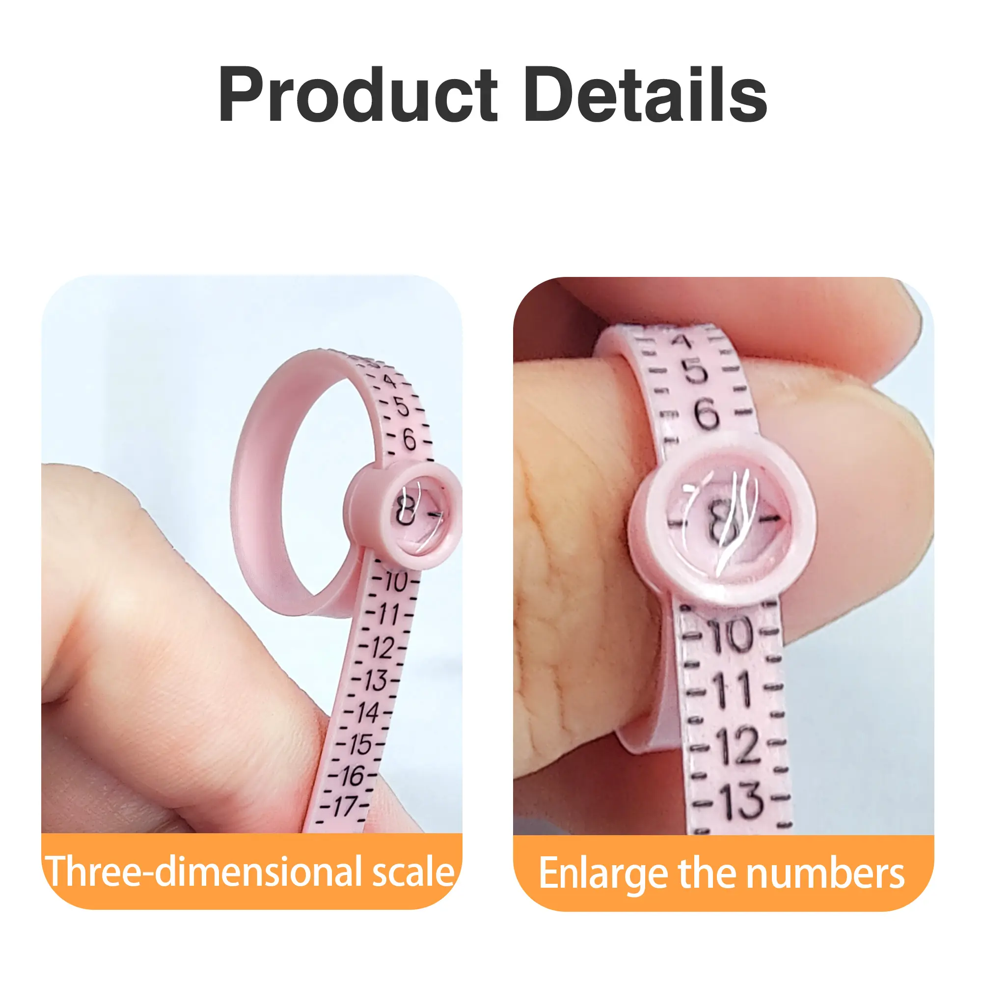 2 Counts Ring Sizer 1-17 Measuring Tool with Magnified Glass, Reusable Finger Size Gauge Jewelry Sizing Tool USA Rings Size