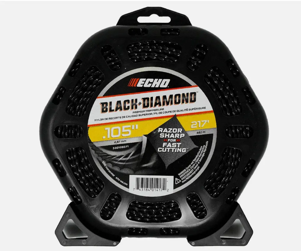 Echo Black Diamond Nylon Trimmer Line - 1 lb Spool, .105 in. Square Twist Nylons - All Seasons, Clean Even Cut, Ultra Fast Cut Noise Reduction Gardening Tool Accessory