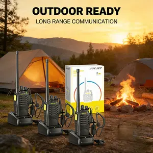 4 Pack Walkie Talkies with Original Headsets - Rechargeable Long Range 2 Way Radios for Adults with USB Charging Dock, Type-C Cable, One-Click Pairing, Voice Noise Reduction, Digital Encryption (Black) walkie talkie