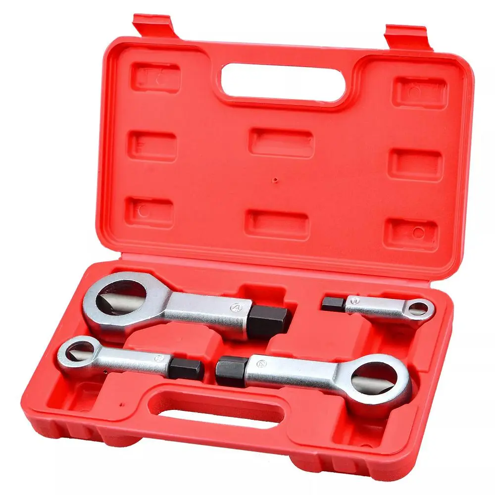 4pcs Nut Splitter Tool Set Heavy Duty Nut Splitter Breaker Cracker for Removing Damaged or Seized Nuts, Mechanics Tool Set, Automotive Tool Kit