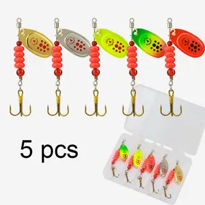 5/10pcs Spinner Spoon Metal Bait Fishing Lure with Box Sequins Crankbait Spoon Baits for Bass Trout Perch Pike Rotating Sequins Composite Fishing Tackle for Pike Fishing Lures Kit