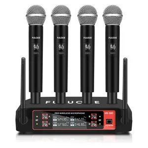 UG-550 4 Channel Professional Wireless Microphone, with 4 Handheld Microphone Karaoke System, for Home KTV Party,Meeting, Church, DJ, Wedding, Speaking