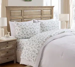 Hallmark Leafage Brushed Cotton Flannel Sheet Set, King