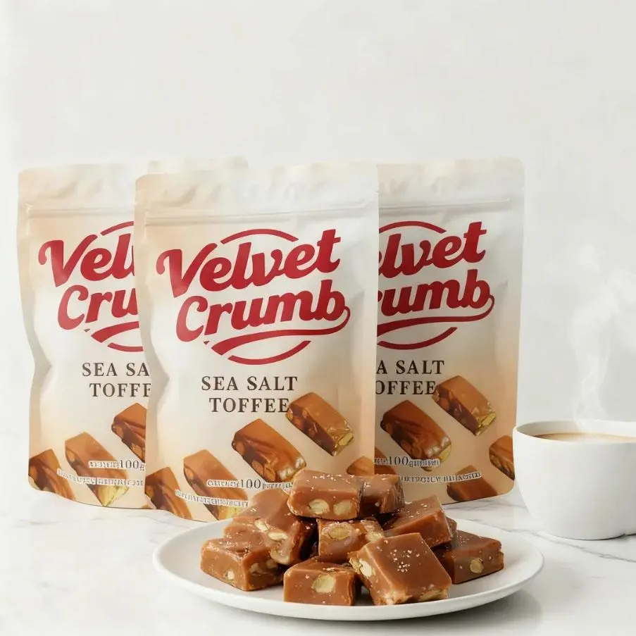 Velvet Crumb Sea Salt Toffee Candy Variety Pack - 3-Pack (3.53oz Each), Rich Butter Caramel, Classic Gourmet, Gluten Free, Plant-Based Chewy Snack Treat