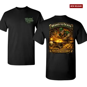 Worked To Death Blacksmith T-Shirt, Gold Forging Worker Graphic Tee, Blue Collar Blacksmith Shirt, Metalworker Forge Craft Tee