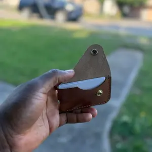 The "Snap" Wallet - Compact Buck Brown Leather Card Holder with Secure Snap Closure for Everyday Use, Holds Over 8 Cards