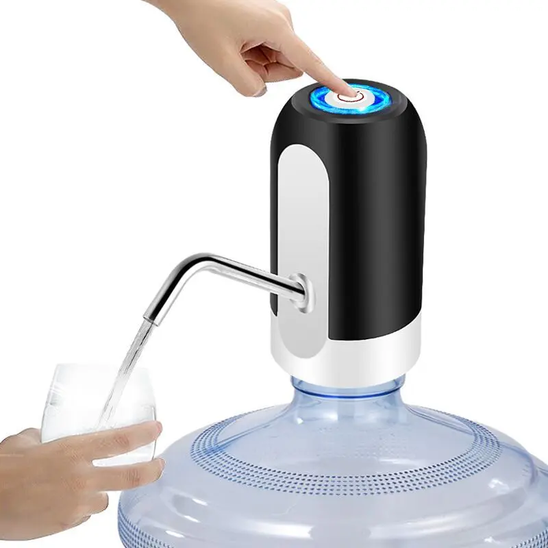 Sohochic USB Rechargeable Automatic Water Dispenser Pump - Stainless Steel, Mini Compact Slim Body, 1-Touch Dispensing, Low Noise, Compatible with 4.5L-18.9L Jugs, for Home/Camping Use