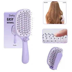 1PC Foldable Self-Cleaning Detangling Brush Gift Box, Haircare Brush, Portable Easy-Clean Vented Hair Brush, Travel-Friendly Wet & Dry Styling Comb with Compact Storage Design for Home, Travel & Daily Carry