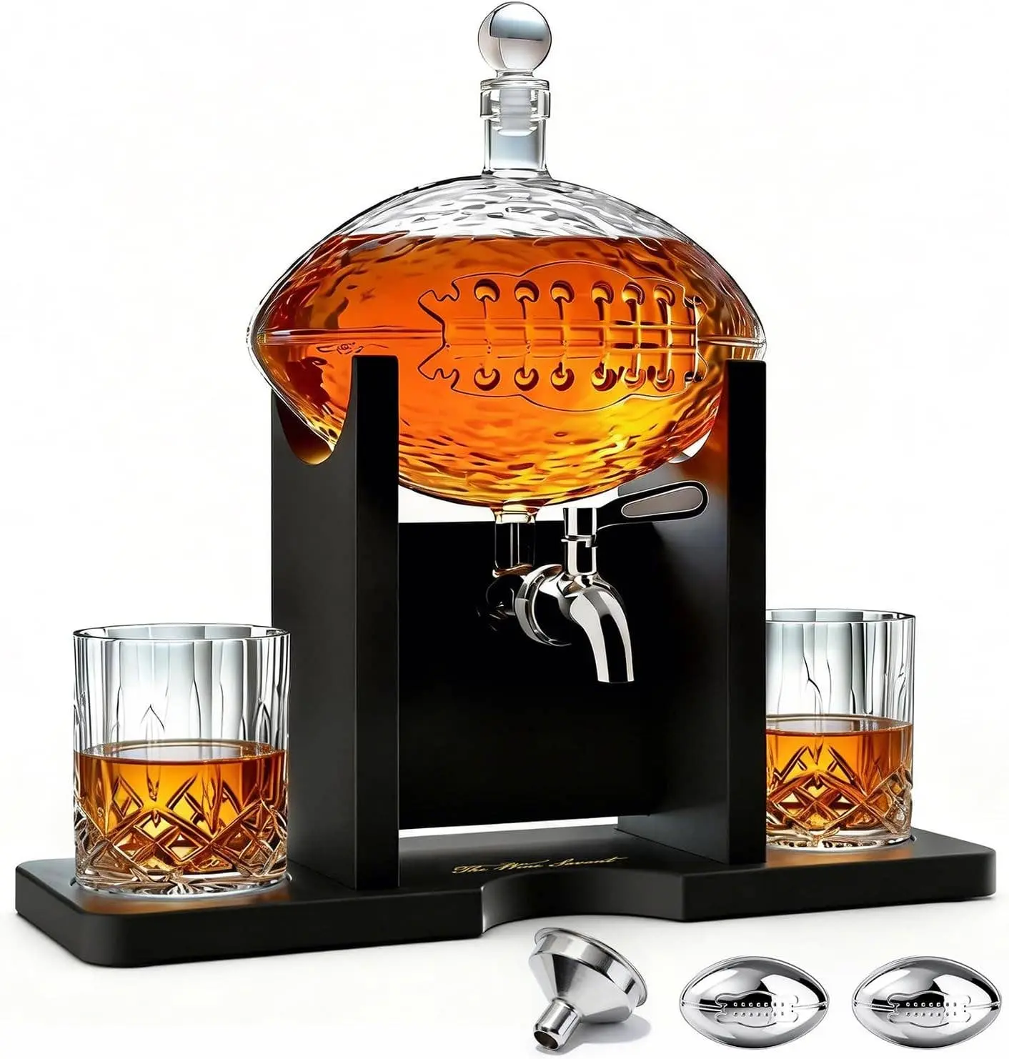 Football Decanter Set with 2 Whiskey & Wine Glasses | 1400mL