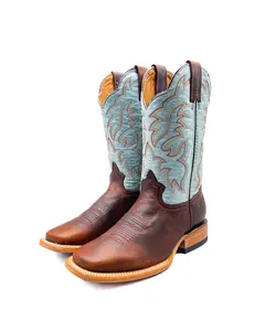 Cowboy Boot Bronco Blue Western Rubber Sole