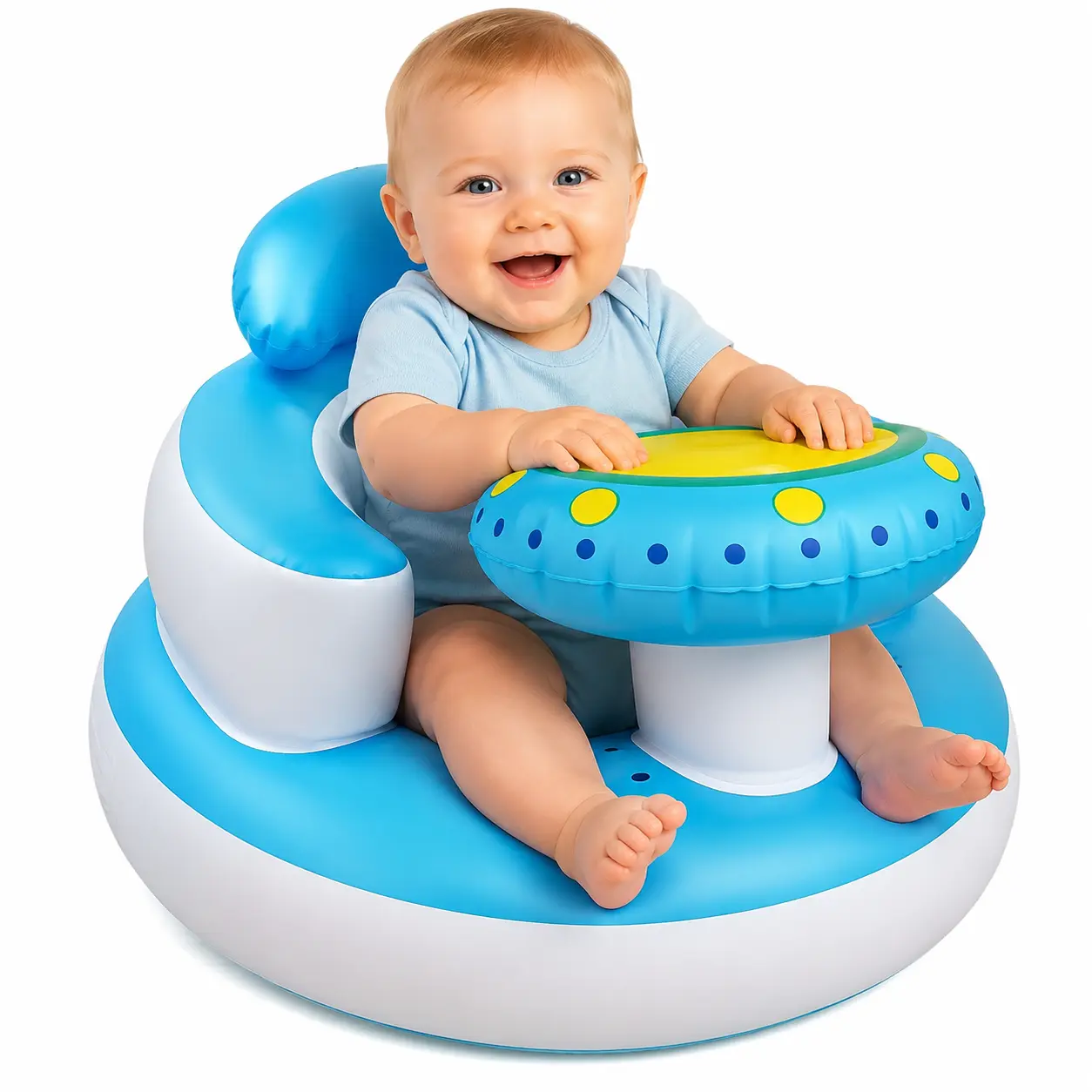 Unisex Inflatable Baby Learning Seat, Non-Toxic PVC Baby Chair with Convenient Storage, Suitable for 3 Months and Above, Infant Chair, Baby-Safe Baby Chairs