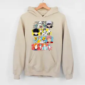 Jujutsu Kaisen Characters Sweatshirt, Anime T-shirt Sweatshirt Hoodie Cotton Menswear Relaxed Fit Sweaters Relaxed Fit Sweaters