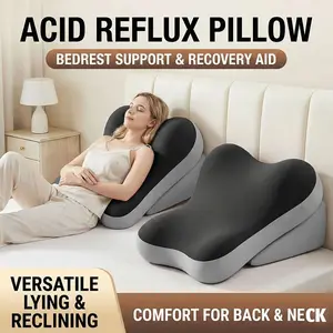 Ergonomic Memory Foam Pillow Set, Adjustable Backrest, Ideal for Reading, Two-Piece Split Support Pillows, Anti-Slip Lumbar and Neck Pillows, Home Office Relaxation
