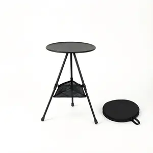 Portable Outdoor Round Table Foldable Design Ideal for Campground or Backyard Use Compact & Easy to Store with Mesh Storage Shelf