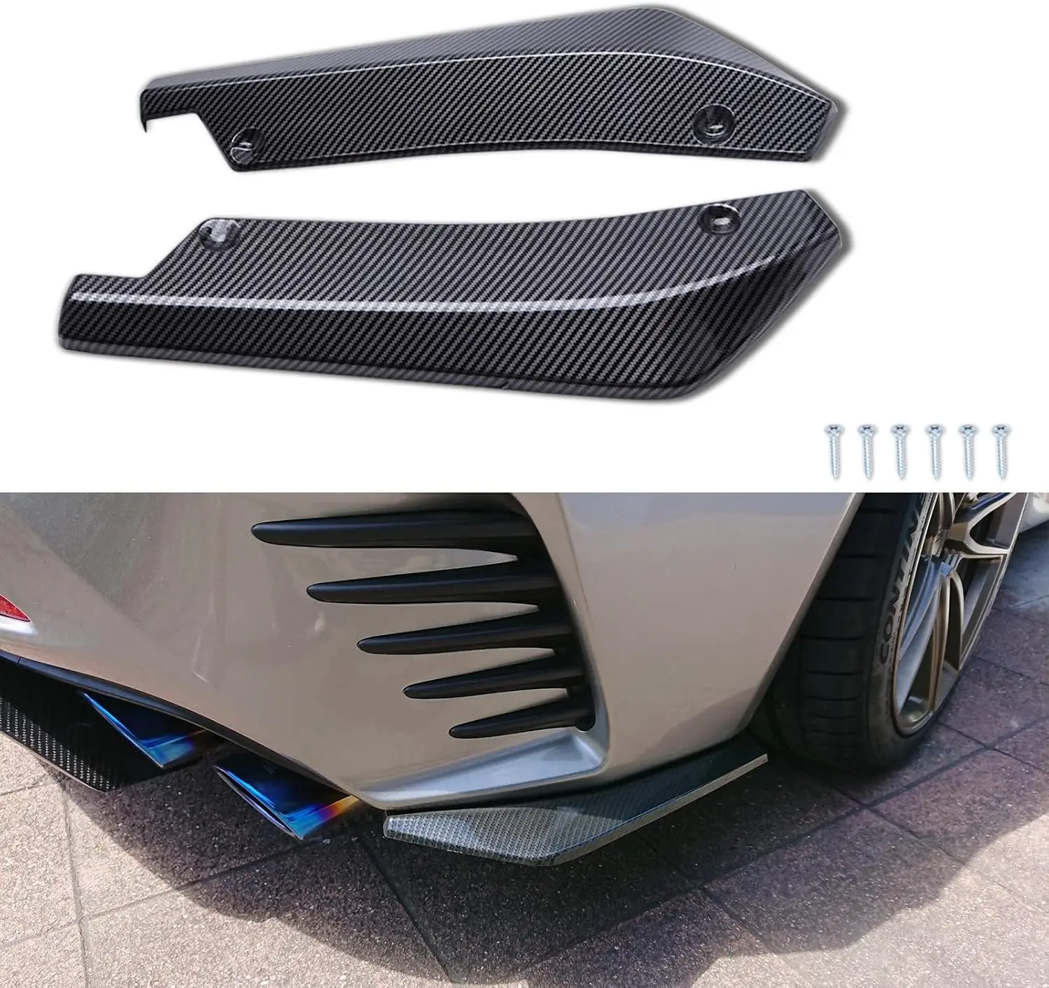 Universal Car Rear Bumper Diffuser Fins - JDM Style Canards Side Spoiler, Scratch & Mudguard Protector for Auto Styling