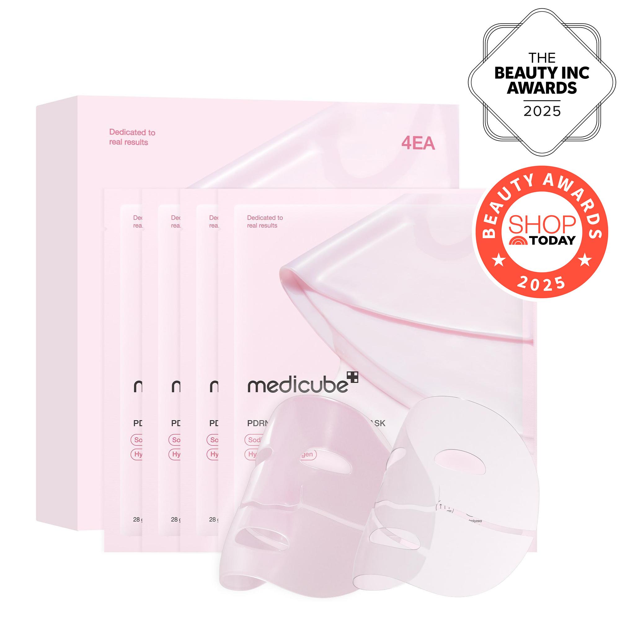 [medicube] PDRN Pink Collagen Gel Mask 4 Sheets Salmon DNA Color Changing Pink Glow Collagen Facial Mask Korean Skincare