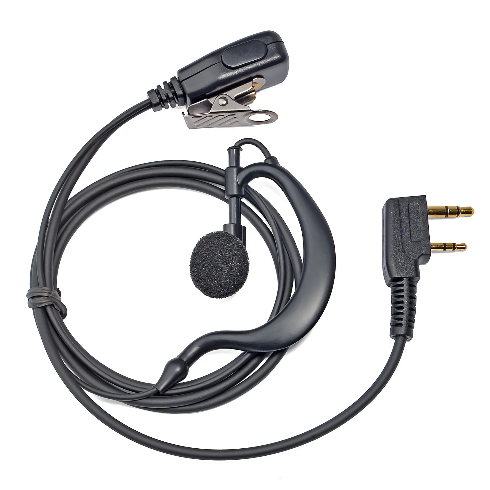 G Shape Ear Hook Two Way Radio Earpiece with PTT, Walkie Talkie Headset with Swivel Boom Microphone Compatible with Universal 2 Pin Baofeng UV-5R Retevis Kenwood 2 Way Radio, Hands Free Call, for Police Security and Law Enforcement Use Headphone