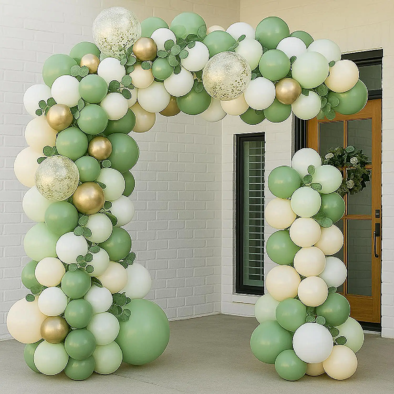 143pcs Olive Green Balloon Arch Kit – Elegant Baby Shower & Gender Neutral Party Decoration
