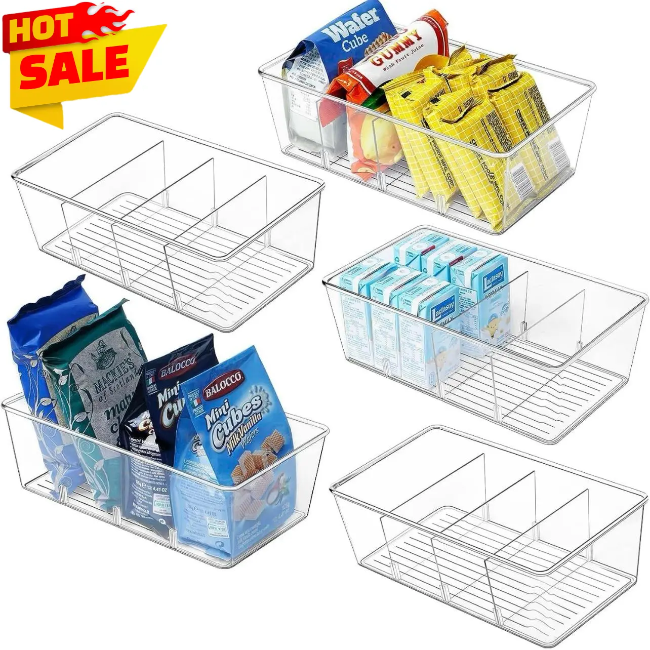 3/6/9-Pack Classic Durable Rectangle Universal Home Supplies Storage Bin - 4-Divided Compartments Lightweight Hand-Held Organizer for Kitchen Household Products, Jewelry Organization