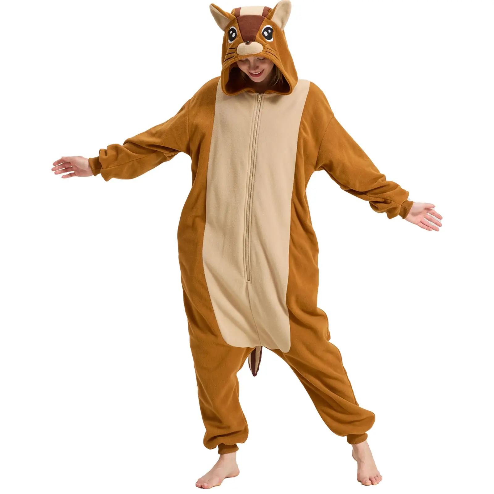 halloween costumes for women for work Squirrel Onesie Pajamas Chipmunk Cosplay Costume Halloween One-Piece fursuit