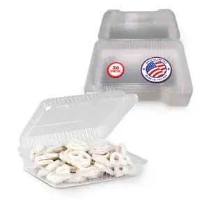 MT Products Plastic Pastry Containers – 9.38" x 6.75" x 2.62" Clamshell Food To Go Containers for Salad, Cookies & Desserts  – Made in USA