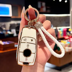Compatible with Mercedes Benz Key Fob Cover car key chain case Protector Holder E300 E350 E400 E450 A220 CLA250 C300 GLA250 GLB250 GLC300 GLE350 GLE450 GLE580 G550 C43 E53 E63 Accessories