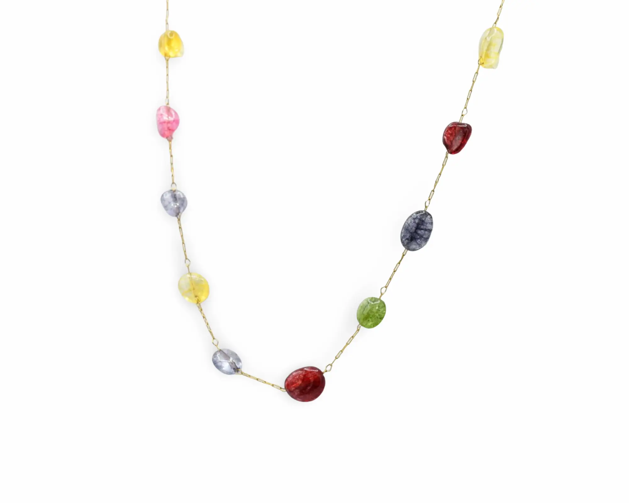 Mini Natural Stone Necklace - Elegant Simple Design in Stainless Steel & Natural Stones