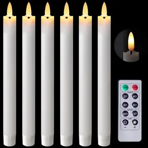 Flameless LED Candles with Remote & Dimmer - Battery Operated Flickering Candles for Wedding, Home, and Holiday Decor, (6-Pack )
