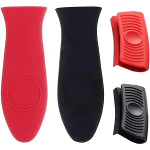 4Pcs Silicone Hot Handle Holder, Potholder for Cast Iron Skillets, Silicone Assist Handle Holder, Non-Slip Pot Holder Sleeve, Heat Resistant Potholder Cookware Handle (Red&Black)Kitchenware - Home Improvement.