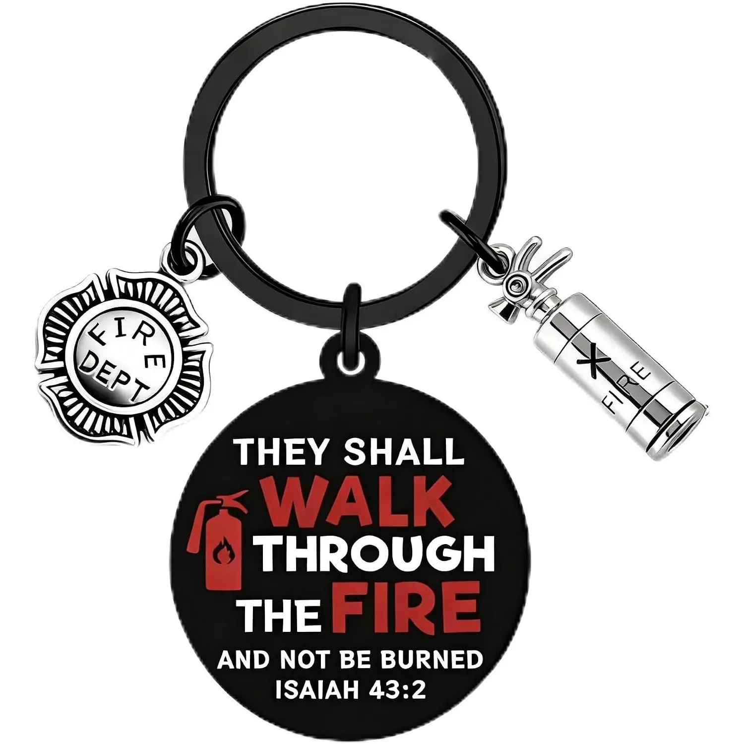 Firefighter Gifts for Men Fire Man Prayer Keychain Fire Theme Gift Accessories Stainless Steel Firefighter Keychain Unique Cool Birthday Graduation Gift for Firefighters