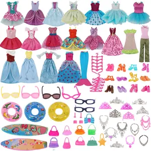 52 Piece Set Doll Accessories Including 10 Dresses & 42 Accessories, Doll Clothing Set, Ideal for Enhancing Playtime Imaginations, Perfect Gift for Kids