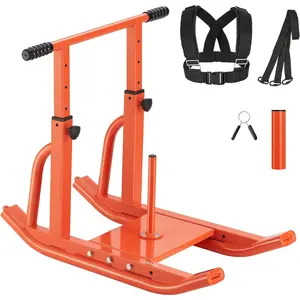 VEVOR Weight Sled, Steel Power Sled, Fitness Training Sleds for Athletic Exercise Speed Improvement, Workout Equipment with Adjustable Height Handle, Compatible with 1/2 in Weight Plates