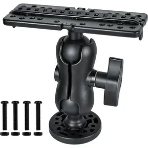 Fish Finder Mount Base, Universal 360 °   Rotation Ball-Mount Fish Finder Bracket, Nylon & Stainless Steel Electronic Fish Finder Holder for Marine Boat Kayak Pontoon Canoe Helix Garmin, 4*Srews, 4*Nuts