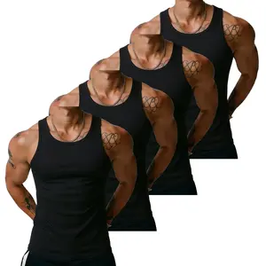 4-pack men’s sleeveless tank tops — breathable stretch fabric, solid colors for gym and casual wear; summer tanks, flexible apparel, versatile essential, men’s summer clothing,summervibes