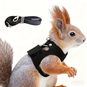 Separate Vest Style Squirrel Leash Set, Flower Branch Tail Gopher Anti-Bite Chest Harness, No Pull Harness, No Choke Three-Piece Kit, Harness And Leash Set