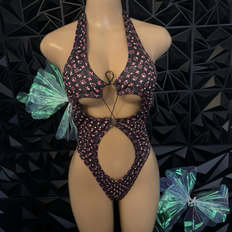 Women's Sexy Kitten Print Bodysuit