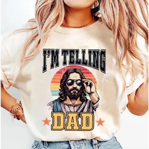 Funny Jesus 'I'm Telling Dad' Shirt, Lightweight Feel, Moves with You, Cool Colors, Brighten Up Your Look