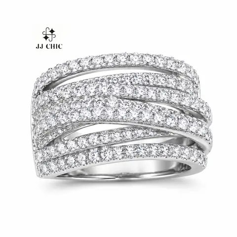 JJ CHIC Women's  Wrap-Around Ring, Luxury Jewelry for Gifts, Refined Elegance for Formal Events, Sparkling Stones, Hypoallergenic & Comfortable Fit