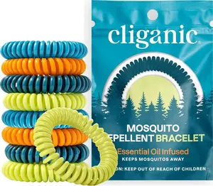 Cliganic 10-Pack Mosquito Repellent Bracelets - DEET-Free Mosquito Repeller Bands, Individually Wrapped (Packaging May Vary)