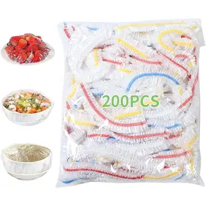Plastic Bowl Covers, 200 PCS PE Food Grade Food Covers, Elastic Bowl Covers for Bread Proofing, Reusable Plate Dish Cover, Stretchable Fresh Keeping Bags for Food Storage