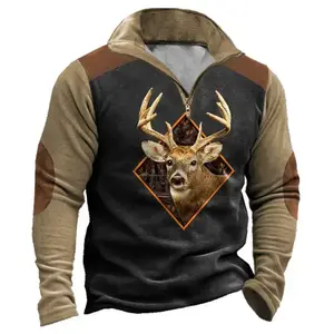 Men’s Ethnic 3D Printed Half-Zip Sweater Polo Shirt